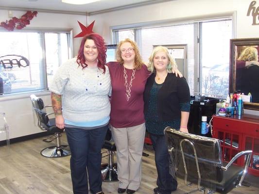 Allison Falkner stylist,Dawn Wibert Owner/Nail Tech, Jessica Denman LMT