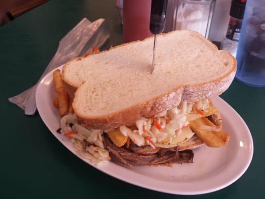 Strip sandwich. This one is roast beef. About $7.00. Incredible food.