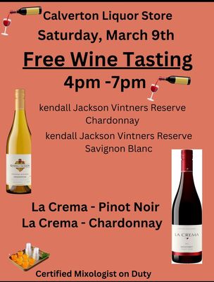 Free tasting, March 9th, Saturday 4pm