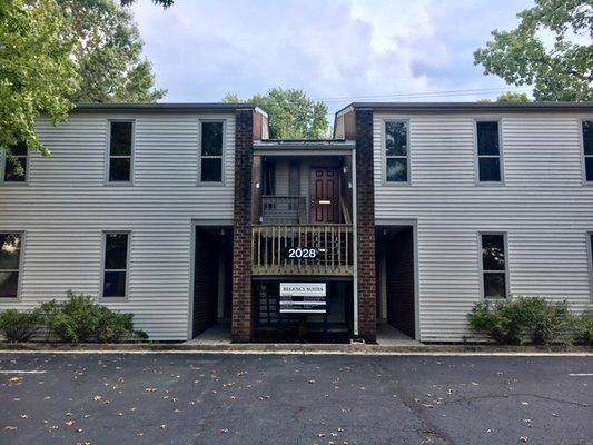 Front of building with easy free parking