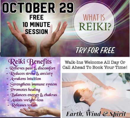 FREE REIKI THURSDAY, STOP BY EWS FOR A FREE SESSION.