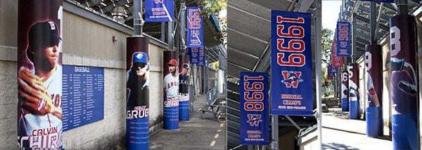 Baseball pole wraps and pole banners we created at Westlake High School.