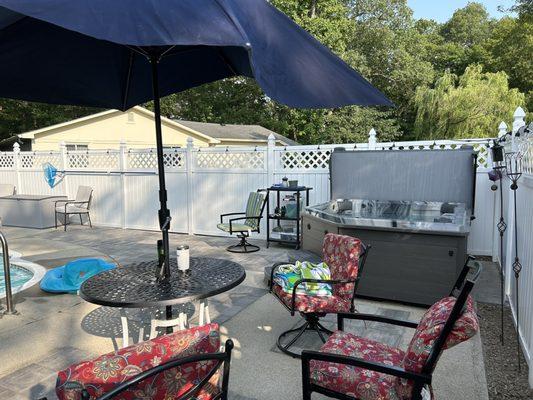 New hot tub on our deck.