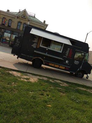 1st & National, black taco truck