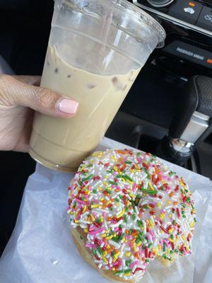 Holy crap I found the holy grail of donuts. Wow wow wow. Tender af. $1.50 for this beauty. $3.50 iced coffee.