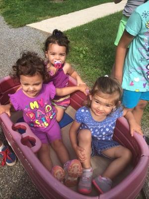 Kids playing on a beautiful summer day.