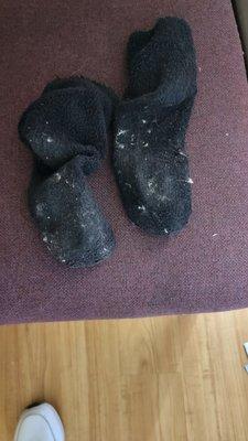 Dirty socks from dirt floor..