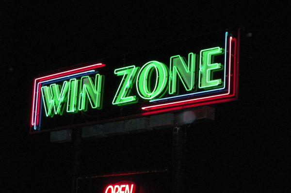 Win Zone's new neon pole sign.