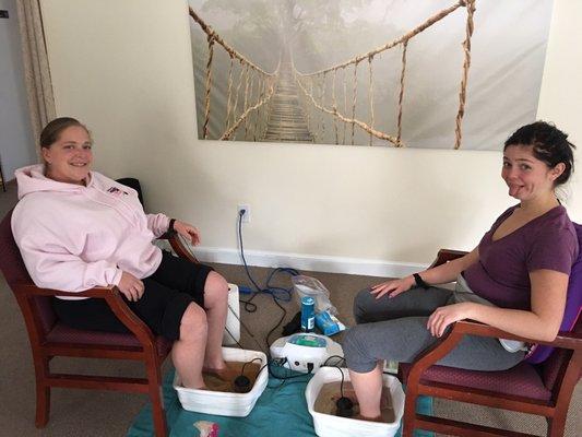 Ionic Footbath detoxing Mother and daughter time.