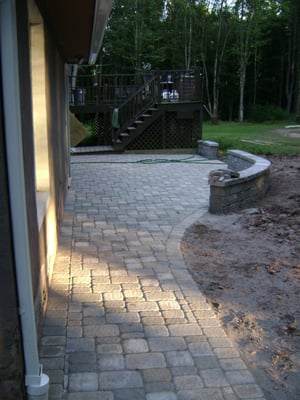 Walkway and patio with concrete pavers