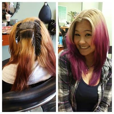 Before and after picture.  Result is shiny healthy hair stronger,  softer than ever before.