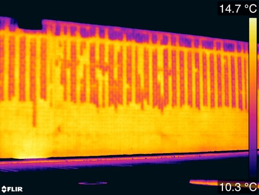 Thermal imaging used to find missing grout in CMU walls