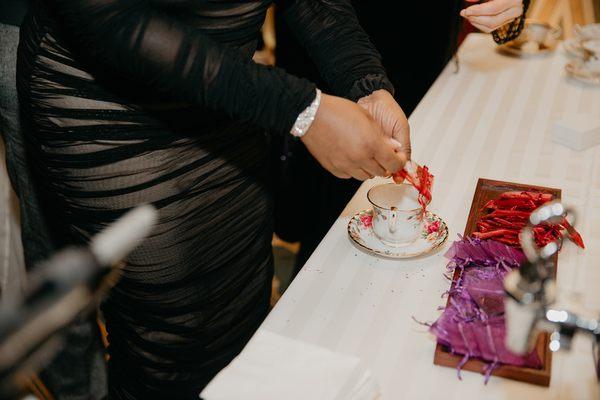 Oolong and Rooibos teas curated for the Bride and Groom--under the Moroccan Tea Tent at The Fabulous Fox Theatre.