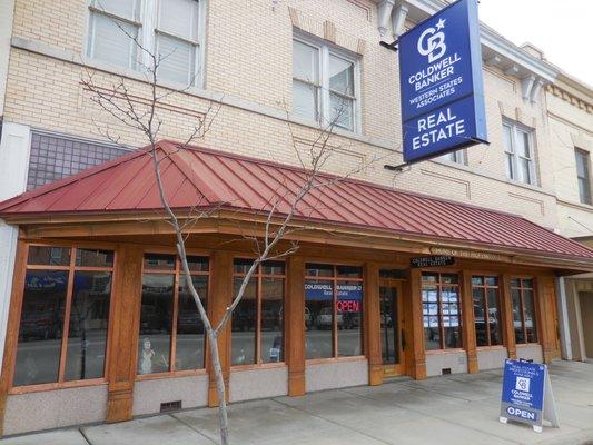 The front of our office on Main Street. Street parking.