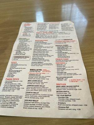 Jimmy's Egg Menu (Back)