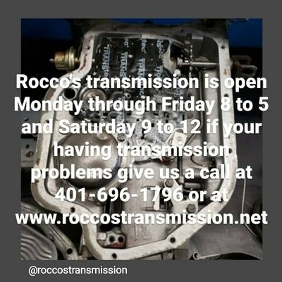 Rocco's Transmissions 401-696-1796 www.roccostransmission.net