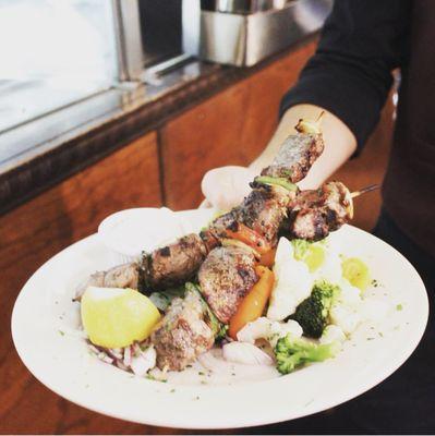 Pork Souvlaki cooked to perfection