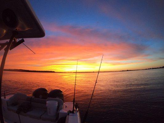 Beautiful sunset boat trip