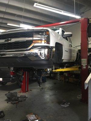 In the process of a 7" lift on this chevy 1500