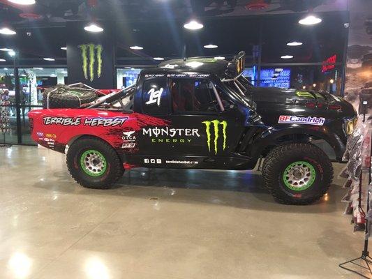 Baja race truck inside the store.