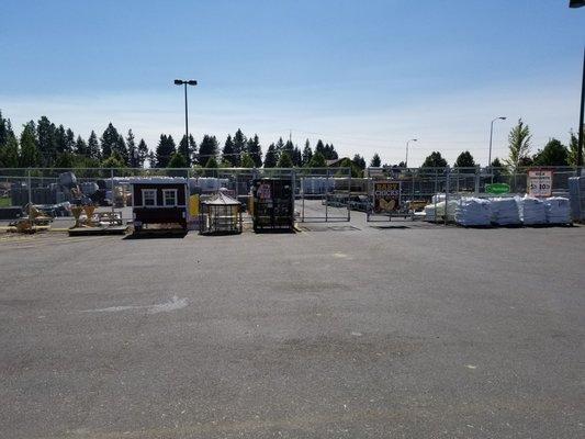 Outdoor items are in the parking lot.