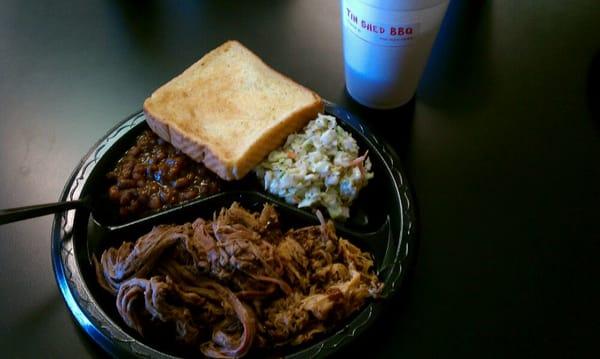 Pulled pork and chopped brisket.