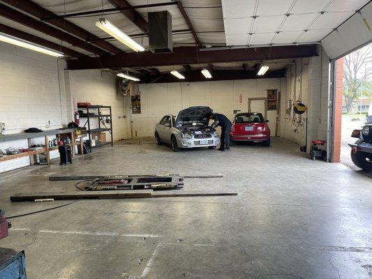 Inside our garage with our certified tech and co owner Matt