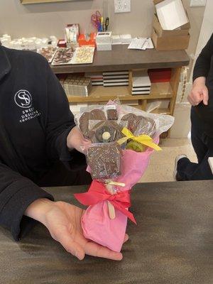 Thank you again for another beautiful gift/chocolate bouquet including vegan options. And always wonderful service