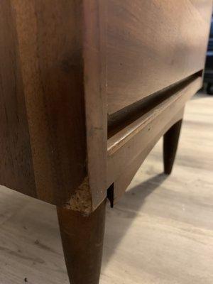 Removed wood from small side table