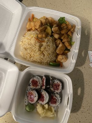 chicken hibachi, tuna roll