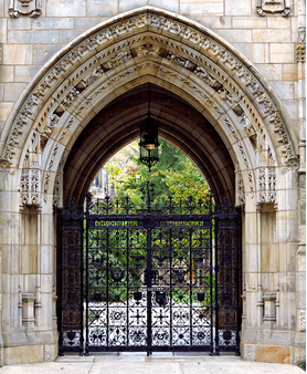 Gate to university courtyard.