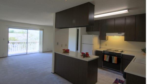 Open kitchen with breakfast nook area