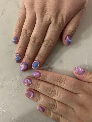 Soft Gel Overlay with 3D nail art.