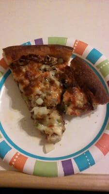 Burnt pizza, crust too thick & hard as conrete...