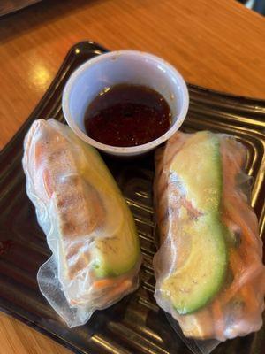 Tofu Spring Rolls with soy-ginger sauce.