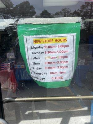 New Store Hours