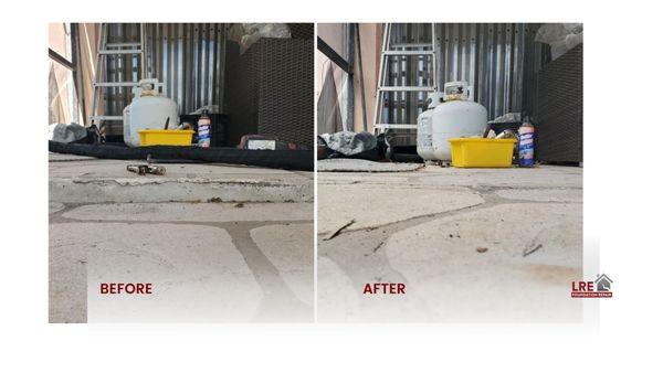 Before & after concrete leveling and repair.