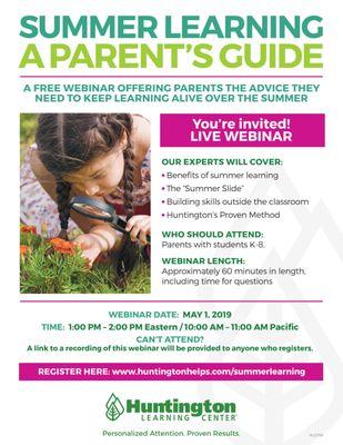 Summer Learning webinar for parents