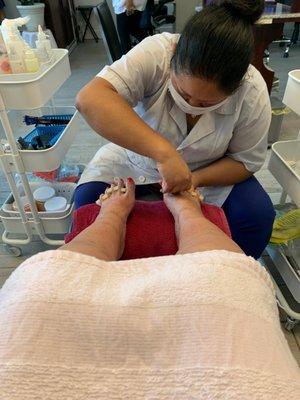 Getting a wonderful pedicure!