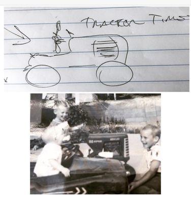 Grandma in Spirit reflected on good times!  Tractor times when the grandchildren stopped by. My Client found & sent this pic.