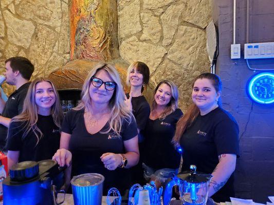 Some of the excellent staff at the torch cigar pub.