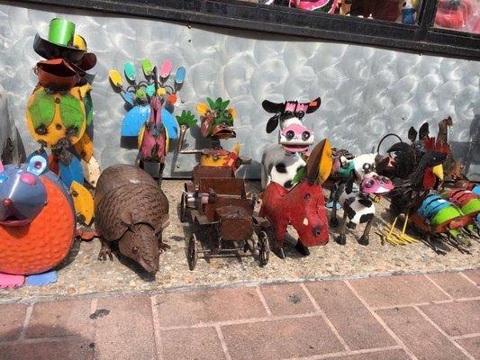 Handcrafted metal garden animals