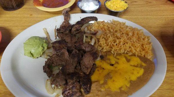 Fajita steak special w/rice & beans