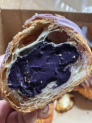 Ube Coconut Lava Croissant cross-section...