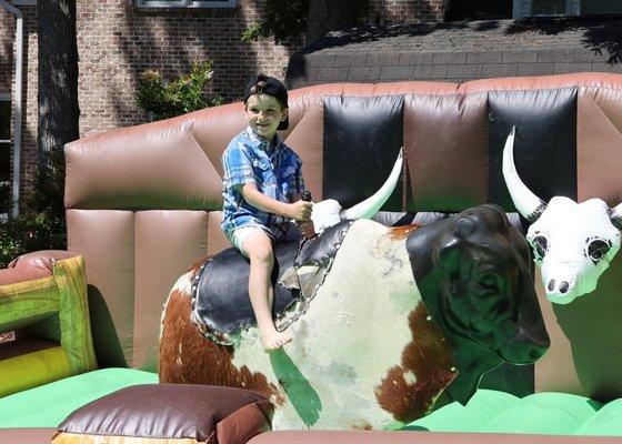 mechanical bull for child's birthday party.  do it!  they loved it!