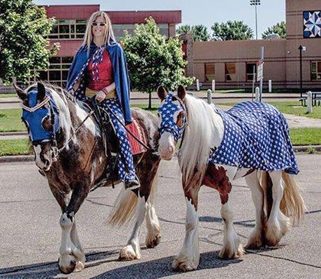 Custom capes and masks made for Amand's horses.