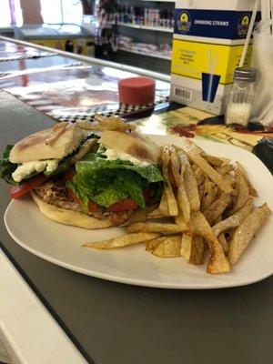 Grilled Chicken Sandwich with French Fries