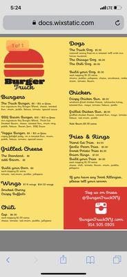 Menu of deliciousness. I got the BBQ burger!