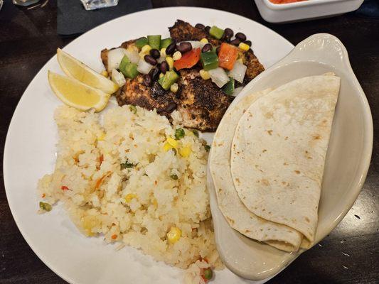 Blackened Catfish with double Rice Pilaf