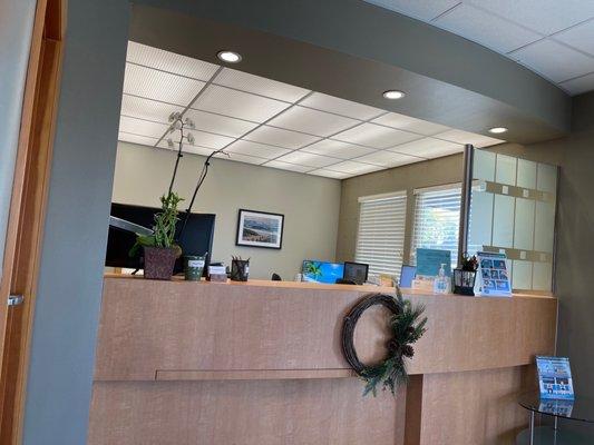 The front desk area